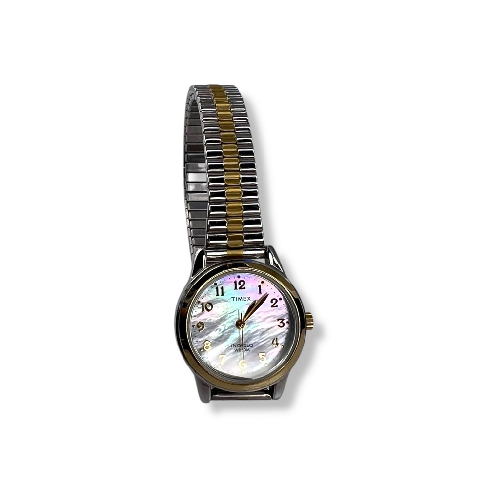 Timex Essex Ave‎ Watch Mother of Pearl Two-Tone Bracelet Band Needs Battery